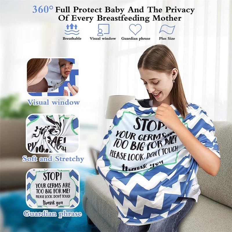 Metplus Stretchy Infant Car Seat Canopy, Metplus Baby Carseat Cover, Soft Nursing Breastfeeding Cover, Multi Use Newborn Carrier/Stroller/Shopping Cart, Boy Girl Shower Gift - No Touch Sign - Image 2